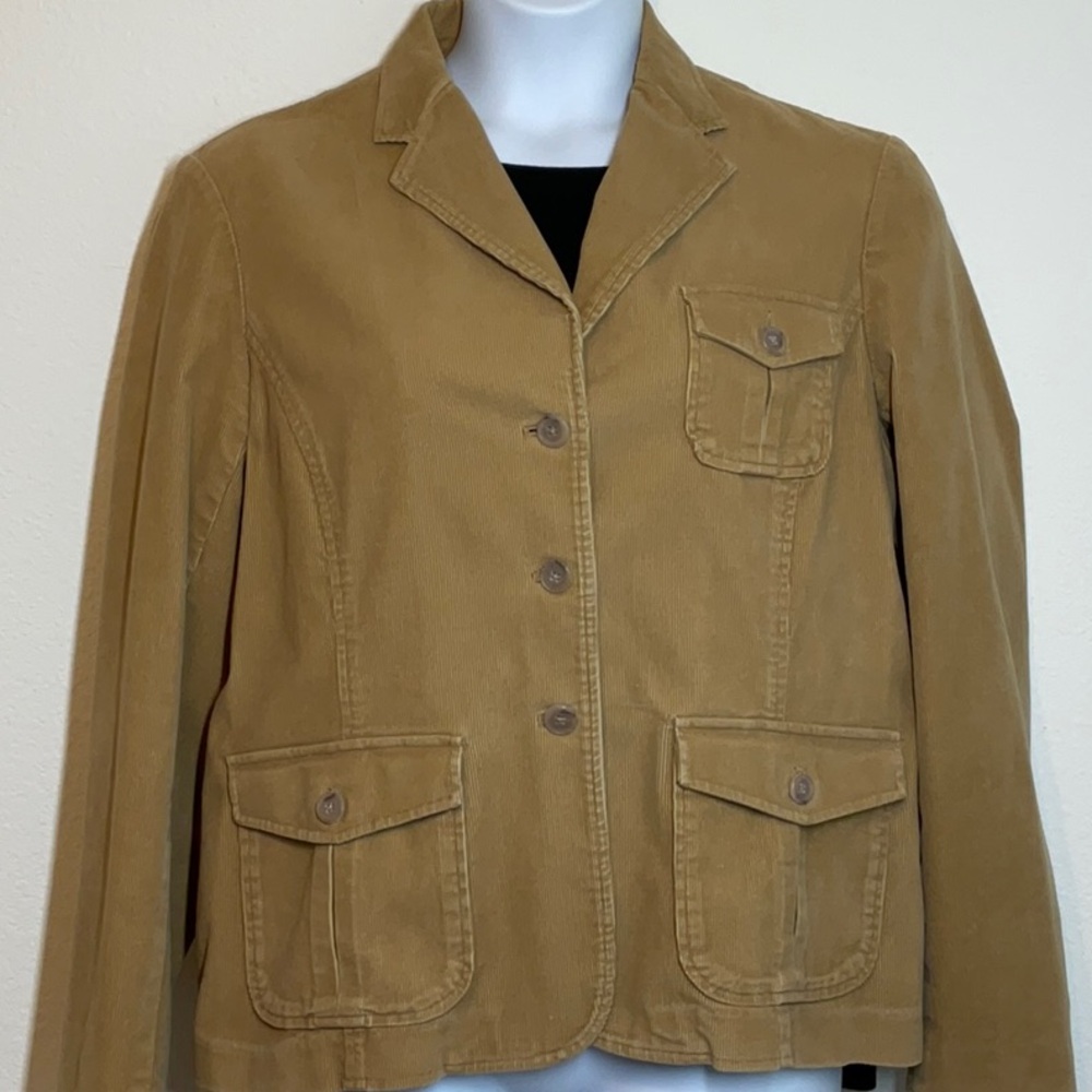 Lands End Corduroy Blazer Jacket Tan Size 18